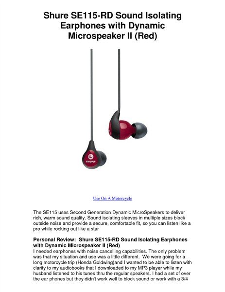 Shure SE115-RD Kulakiçi Kulaklık (Kırmızı)