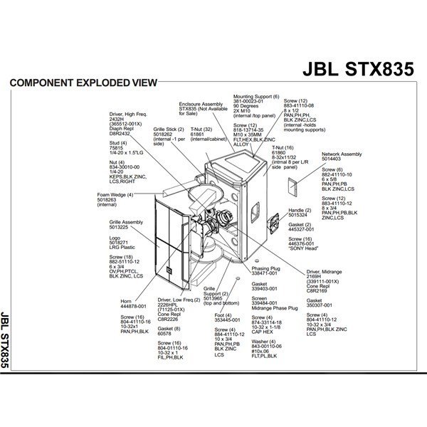 Jbl STX 835 - 3-Yollu 2400w 4ohm Kabin Hoparlör