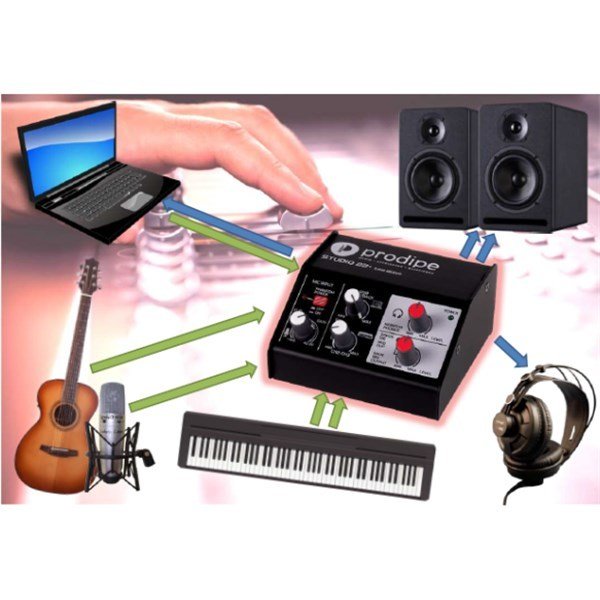Prodipe Studio 22 +İnterface - 1 Mikrofon 1 Stereo Girişli Ses kartı