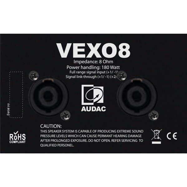 Audac VEXO8/B (Siyah) 2-Yollu 8'' 175W/8 ohm Pasif Kabin Hoparlör
