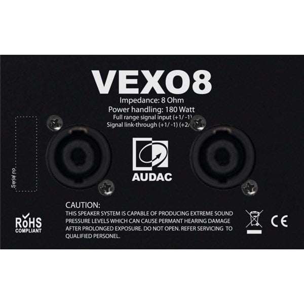 Audac VEXO8/B (Siyah) 2-Yollu 8'' 175W/8 ohm Pasif Kabin Hoparlör