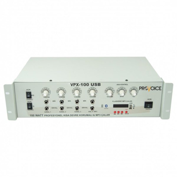 Provoice VPX-100 USB 6 Kanal 100 Watt Amfili Mikser