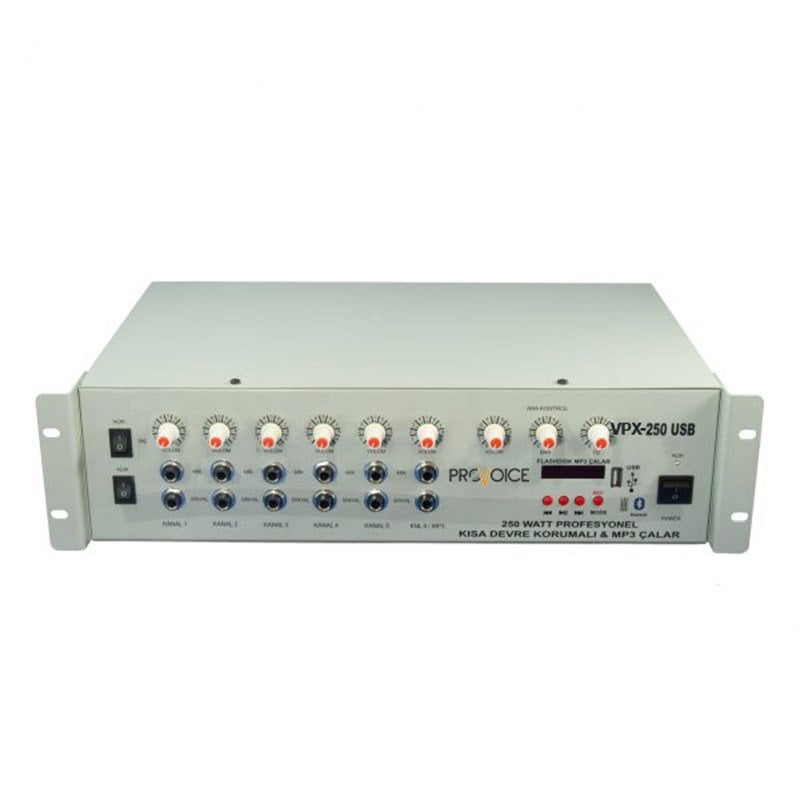 Provoice VPX-250 USB 250 Watt 6 Kanal Anfili Mikser