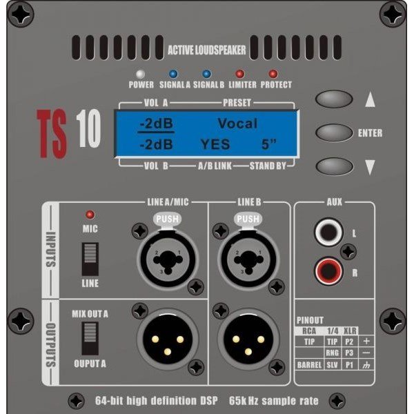 AudioCenter TS10 - 10 İnç 1200W 2-Yollu Aktif Kabin Hoparlör