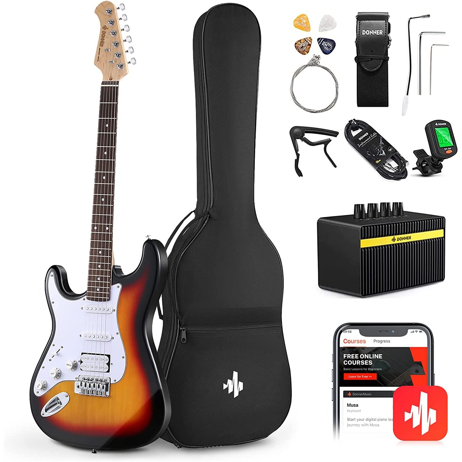 Donner  DST 100 SLSET SOLAK 39 inç Elektro Gitar Seti