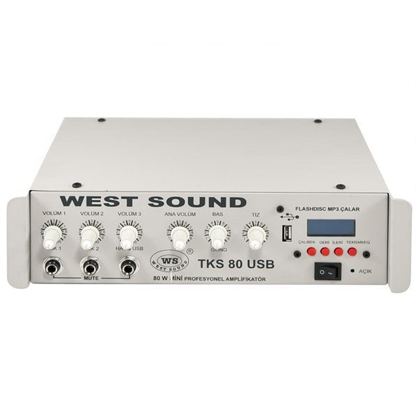 West Sound 80 USB TR - 80 Watt 100V 2 Mikrofon 1 Line Girişli Anfili Mikser