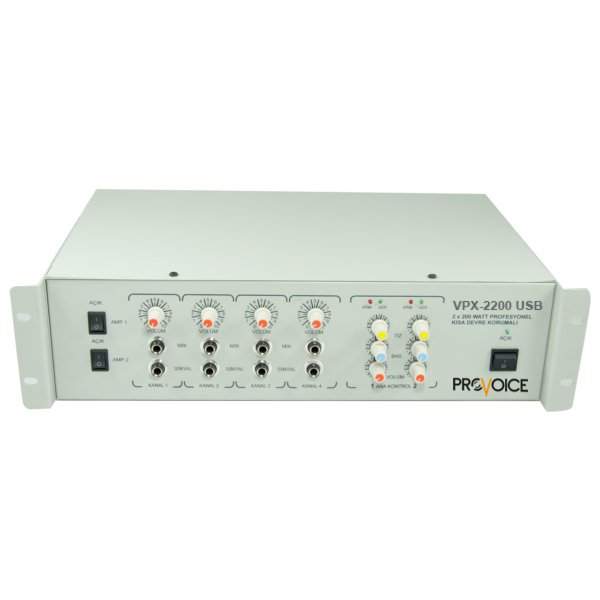 Provoice VPX-2200 USB 2x200 Watt 4 Kanal Anfili Mikser