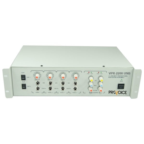 Provoice VPX-2200 USB 2x200 Watt 4 Kanal Anfili Mikser