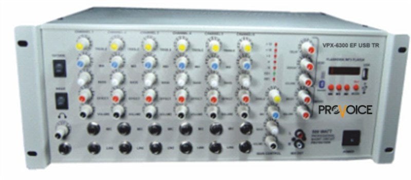 Provoice VPX-6300 EF USB TR 300W 6 Kanal Efektli Trafolu Anfili Mikser