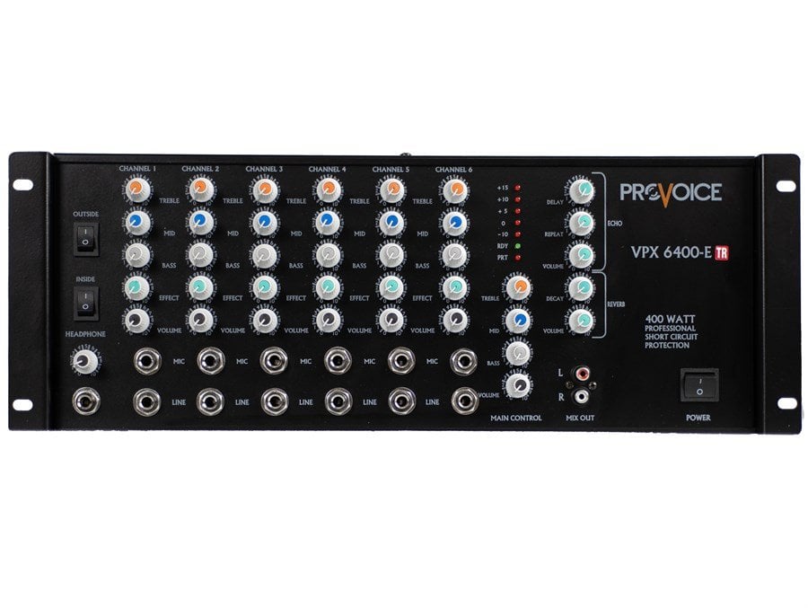 Provoice VPX-6400 EF TR 400 Watt Trafolu 6 Kanal Efektli Anfili Mikser