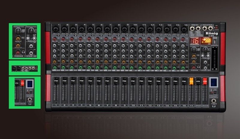König K-16FX 16 Kanal Usb Bluetooth Deck Mikser