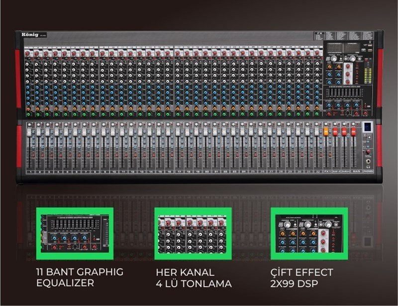 König KS-3200 32 Kanal 6 AUX Çift Efekt Deck Mikser