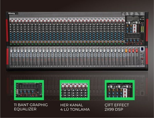 König KS-3200 32 Kanal 6 AUX Çift Efekt Deck Mikser