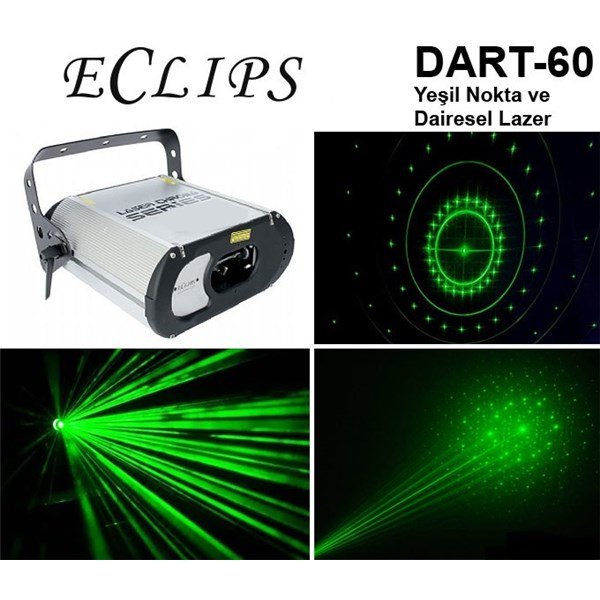 Eclips Dart 60 Nokta ve Dairesel 60 mW Yeşil Lazer