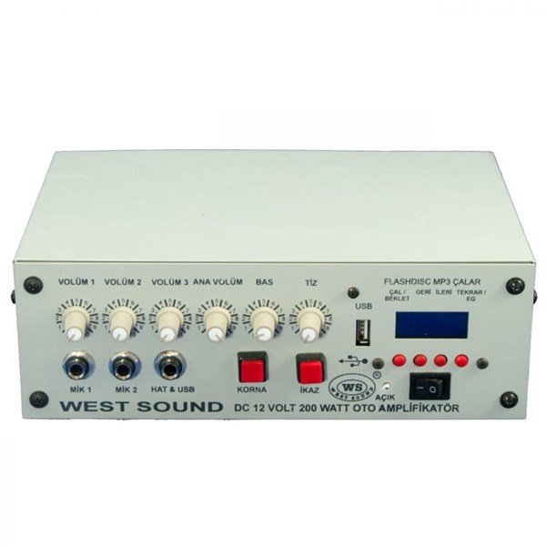 West Sound TKS 200 USB DC 12 V Mikserli USB Girişli 200W Amplifikatör