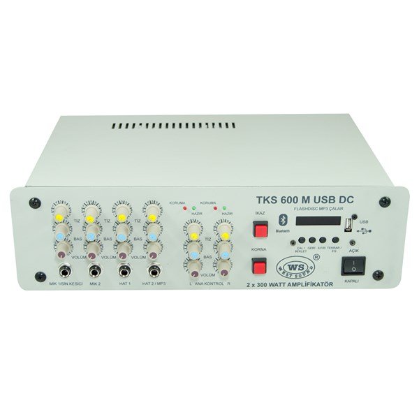 West Sound TKS 600 M USB DC 12V 24V 2x300 W Araç Üstü Amfi Mikser