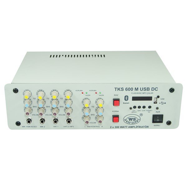 West Sound TKS 600 M USB DC 12V 24V 2x300 W Araç Üstü Amfi Mikser