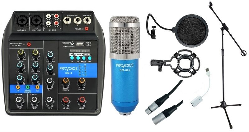 Provoice Audio BM-800 Studyo Ses Kayıt Baslangıc Paketi Mavi