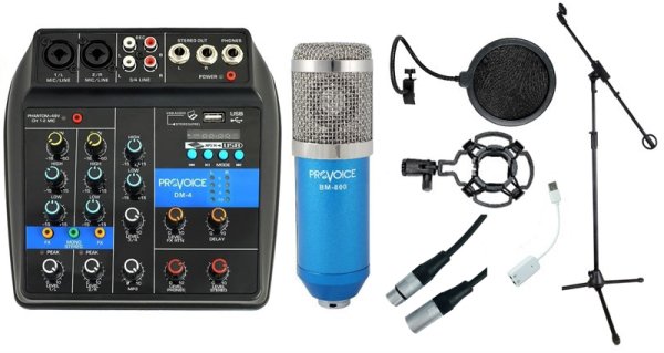 Provoice Audio BM-800 Studyo Ses Kayıt Baslangıc Paketi Mavi