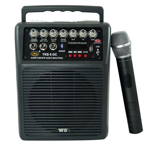 West Sound TKS 6 DC 2x40W Portatif Şarjlı Çanta Anfi (El Mikrofonlu)