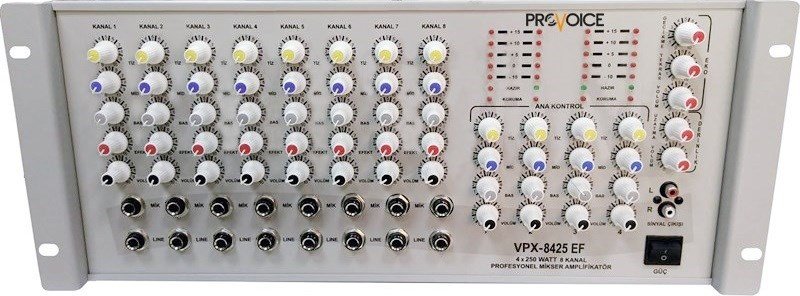 Provoice VPX-8425 EF 8 Kanal Efektli 4x250 Watt Anfili Mikser