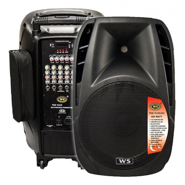 West Sound TKS 15 AC 300W 15 inç Seyyar Ses Sistemi EL + Yaka