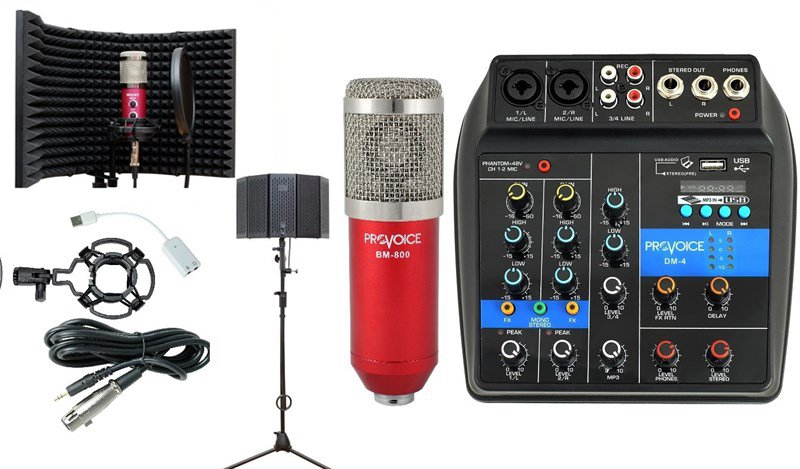 Provoice Audio BM-800 Full Studyo Üst Seviye Ses Kayıt Seti Kırmızı