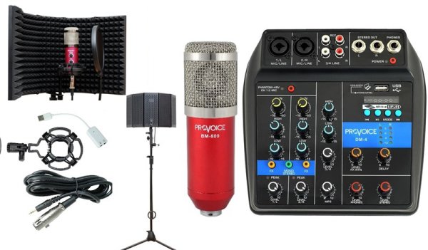 Provoice Audio BM-800 Full Studyo Üst Seviye Ses Kayıt Seti Kırmızı