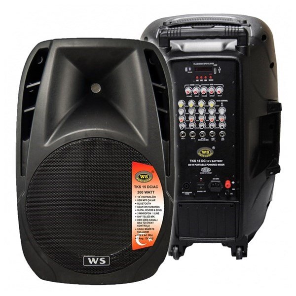 West Sound TKS 15 DC 300W 15 inç Şarjlı Seyyar Ses Sistemi El + YaKa