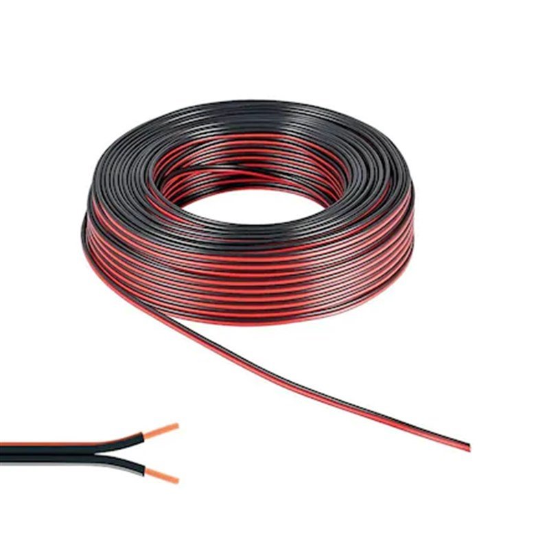 Provoice 2x0.75mm Siyah Kordon Yassı Tam Bakır 100 Metre Hoparlör Kablosu