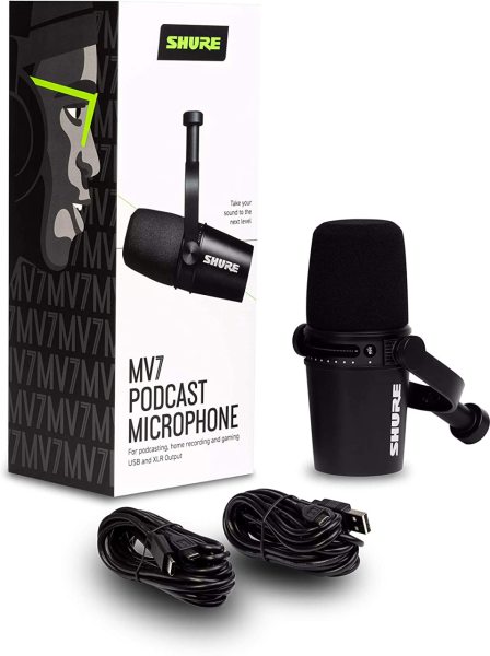 Shure MV7 Podcast Radyo ve Stüdyo Yayın Mikrofon Siyah