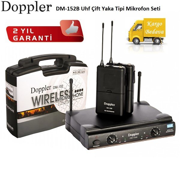 Doppler DM-152B Uhf Çift Anten Çift Yaka Mikrofon Seti