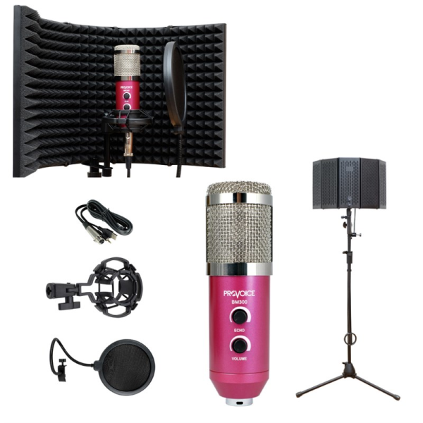 Provoice Audio BM-300 Full Studyo Ses Kayıt Seti Pembe