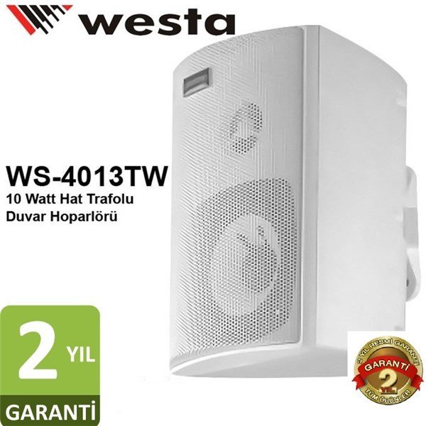 Westa WS-4013TW 8 cm 5/10 Watt 100V/8 ohm Beyaz Duvar Hoparlörü